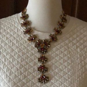 “Y” statement necklace with red & orange stones